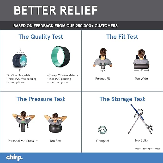 Chirp Wheel Foam Roller – Targeted Back & Neck Relief, Lumbar Spine Stretcher, Spinal Decompression Back Stretcher, Massage Roller with Density Foam for Physical Therapy, Supports 500lbs, 10-Inch Mint