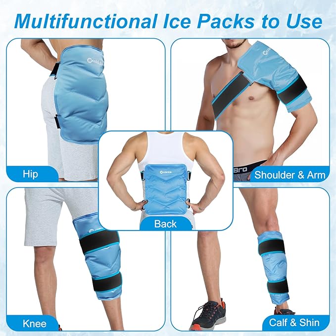Hip Ice Pack Wrap After Surgery, Reusable Cold Pack for Bursitis Hip Replacement Surgery, Hip Flexor Pain, Gel Ice Packs for Hip Injuries Cold Compress Therapy, Ice Pack Wrap for Sciatica, Swelling