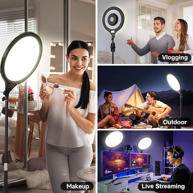 Ring Light with Stand and Phone Holder, 14" Professional LED Camera Lighting for Video Recording, Adjustable Height Content Creator Essentials Kit, Selfie Ring Light for TikTok YouTube