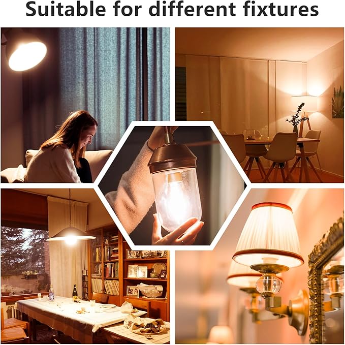 DAYBETTER Vintage LED Edison Bulbs, E26 Led Bulb 60W Equivalent, Dimmable Led Light Bulbs, High Brightness 6W 800 LM Warm White 2700K, ST58 Antique LED Filament Bulbs, Clear Glass, 6 Pack