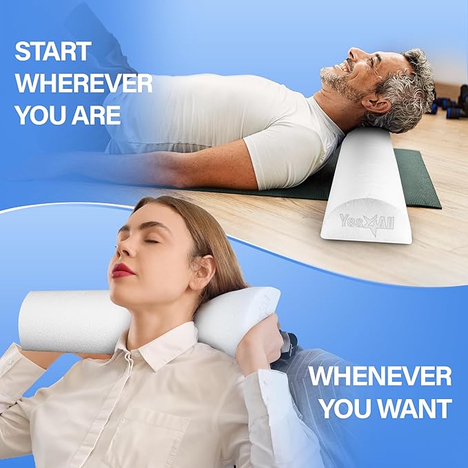 Yes4All Medium Firm Half Foam Rollers for Post-Workout Relaxation, 12/18/24/36 inch PE Foam Roll for Back Massage & Yoga Exercise