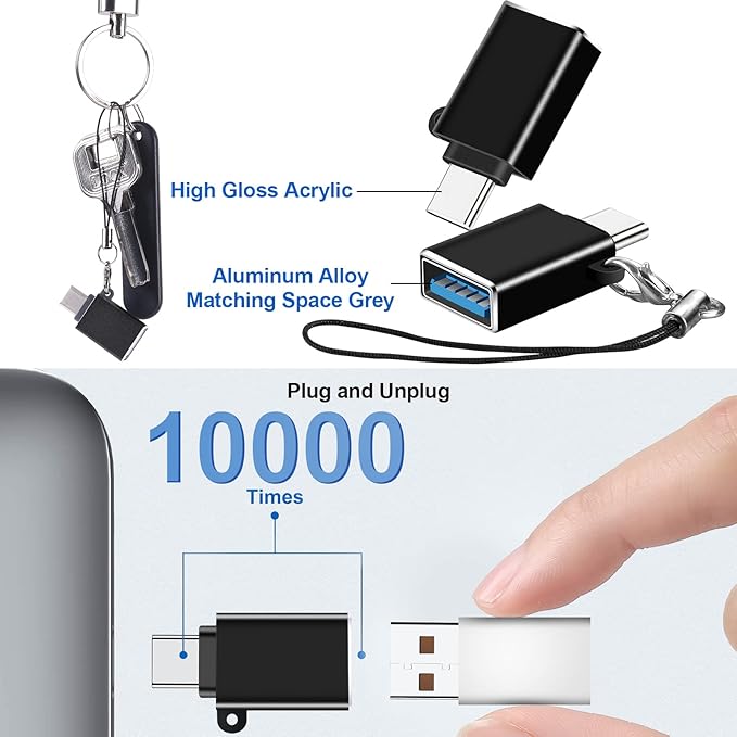 USBC Adapters 8 Pack,Type C to USB Adapter,USBC USBA Male Female Adaptor,C to USB 3.0 OTG Converter for iPhone 15 14 13,MacBook,iPad,Charger,Black