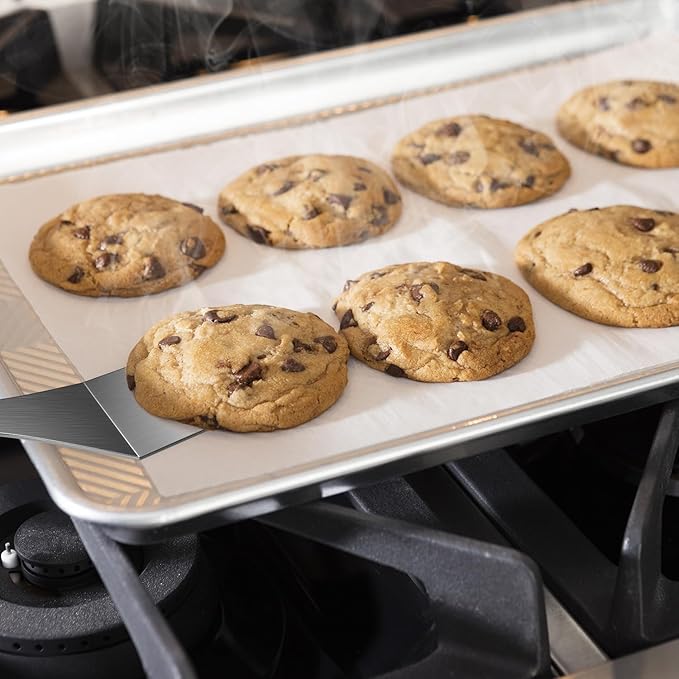 Stainless Steel Spatula Set, Metal Spatula for Cast Iron Skillet, Metal Spatulas for Kitchen Use with Wooden Handle, Ideal for Frying Steak, Pancake, Cookie, Burger, Brownie or Desserts