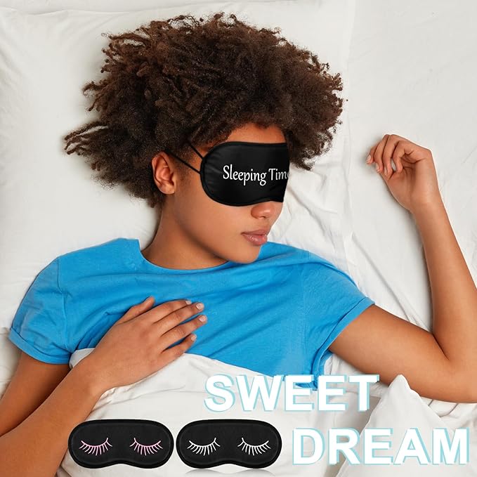 Eurzom 20 Pieces Funny Eye Sleeping Mask Bulk with Adjustable Strap Blackout Eye Sleep Mask for Night Blindfold Cover for Women Men (Cute Black)