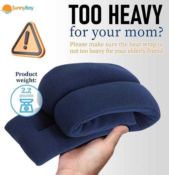 SunnyBay Microwave Heating Pad for Neck and Shoulders, 2.2 lbs 26 inch Long Versatile Microwavable Neck Wrap Warmer or Cool Pack, Hot or Cold Therapy to Relax Sore Muscles (Blue)