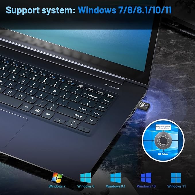 WiFi Adapter for Desktop PC,USB WiFi Adapter,Bluetooth&WiFi 2-in-1,600Mbps 2.4/5.8Ghz Dual Band Wireless Network,Plug and Play, for PC/Laptop/Desktop,Support Win7/8/8.1/10/11