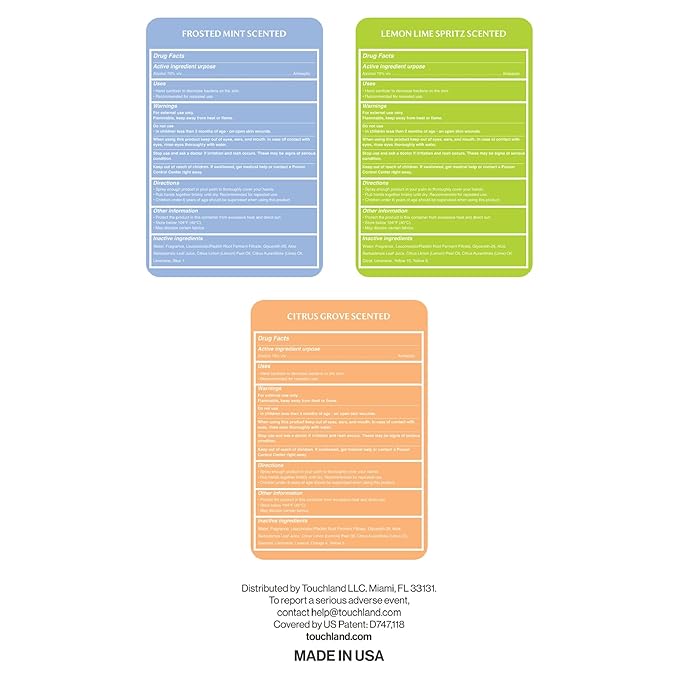 Touchland Power Mist Hydrating Hand Sanitizer Spray, FRESH Trio Set (Mint, Citrus, Lemon Lime), 1 FL. OZ. Travel Size (Set of 3)