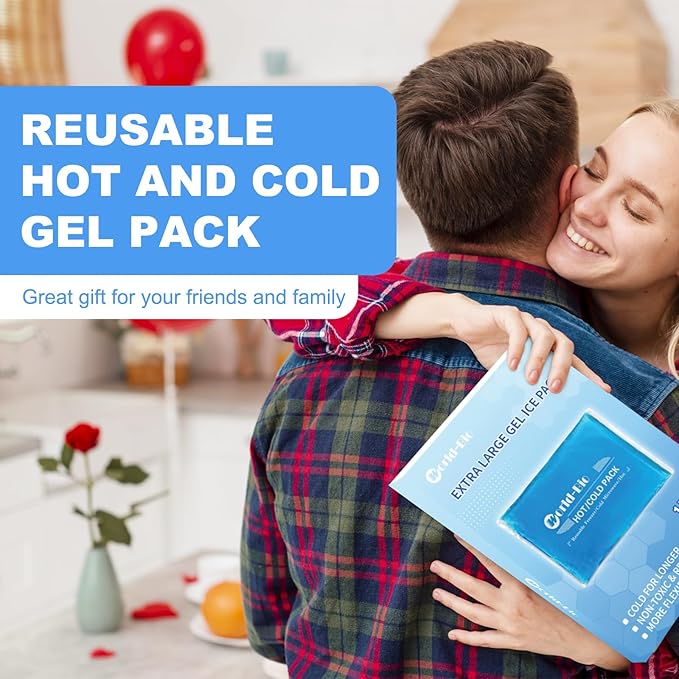Large Ice Packs for Injuries Reusable Gel(8.3''×12.4''), Flexible Cold Pack for Pain Relief, Hot/Cold Compress Therapy Gel Freezer Pack for Shoulder, Back, Legs, Knee, Surgery, Swelling, Inflammation