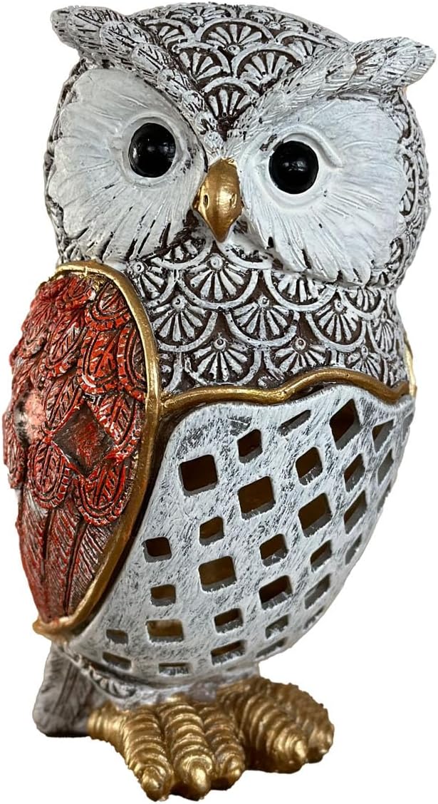 Solar Garden Decor Owl Statues Figurine,Solar Hollow Out Waterproof Lantern for Patio Balcony Yard Lawn,Home Decor,Mother's Day Birthdays Gifts for Mom Grandma Women-3.35" (W) x 5.9" (H)