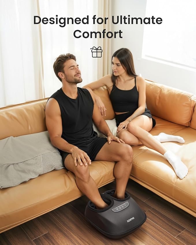 RENPHO Foot Massager Machine with Heat, 3 Air Compression Modes & Levels, Full-Foot Kneading Shiatsu Foot Massage for Plantar Fasciitis & Neuropathy, Gifts for Women & Men Size up to 13