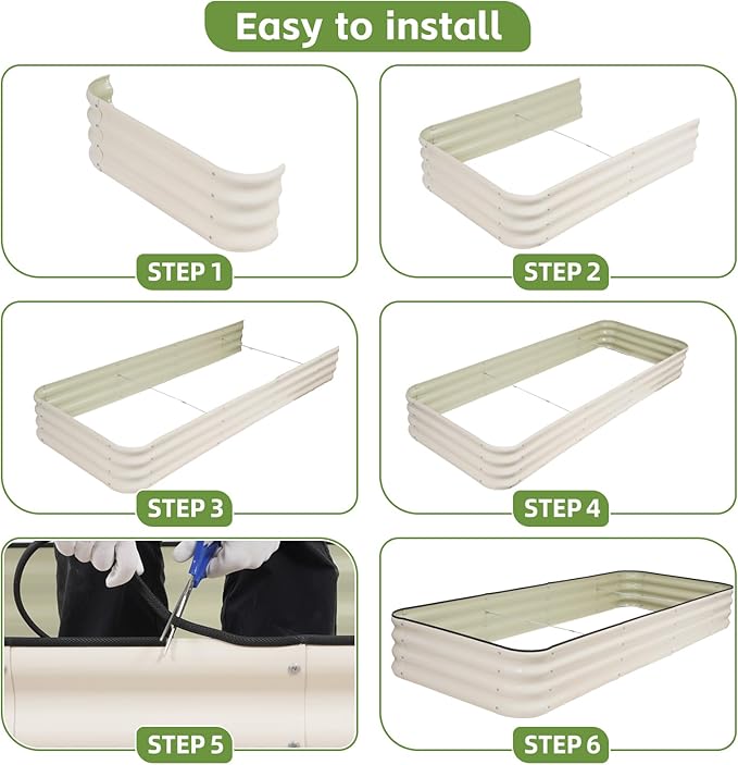 GoCampDriect 6IN1 Raised Garden Bed - 8x3x1ft Galvanized Raised Garden Boxes Outdoor Corrosion Resistant | Variable Shape 9x2x1ft Metal Raised Garden Beds for Planting Vegetable, Fruits,Flower