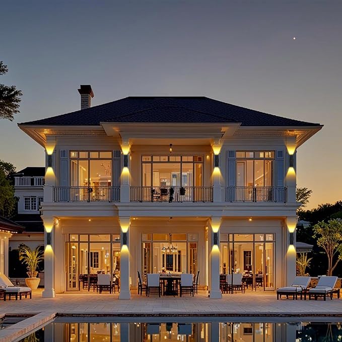 Outdoor Wall Lights 2 Packs,Modern Square Dusk to Dawn Outdoor Porch Light,Integrated LED Cylinder Up Down Lights Aluminum Waterproof Wall Lighting Exterior Light for Porch Patio Garage