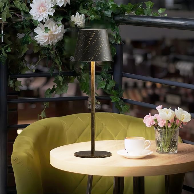 2-Pack Copper Cordless Table Lamp,Rechargeable LED Desk Lamp,5000mAh Battery Operated Lamp,3000K Warm Light Stepless Dimming,IP54 Waterproof Portable Table Light for Restaurant/Camping,Copper