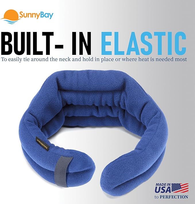 SunnyBay Microwave Heating Pad, Microwavable Heated Neck and Shoulder Wrap, Hands-Free Weighted Moist Hot or Cool Pack, Soft Fleece Cover and Flaxseed Filling, 26 Inch Length, SkyBlue