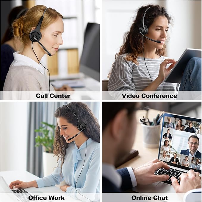 USB Headset with Microphone,Wired On Ear Computer Headphones with Noise Cancelling Microphone for Laptop PC,in-line Control for Work, Office, Teams, Zoom, Skype, Online Class