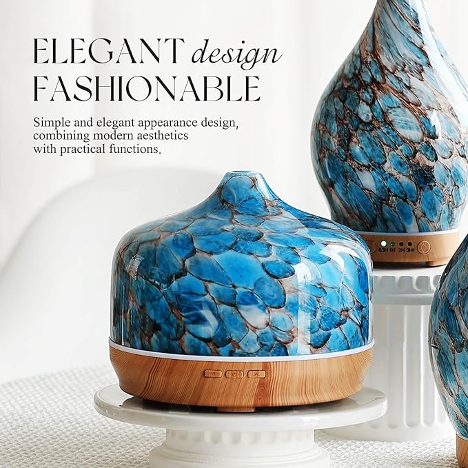 Porseme 500ml Essential Oil Diffuser, Aroma Ultrasonic Humidifier with Remote Control, BPA Free, Auto Shut-Off, Timer Setting for Large Room