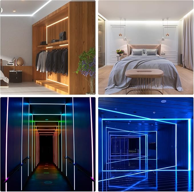 Muzata 10Pack 6.6FT/2M Plus-Size Spotless LED Channel Black LED Strip Diffuser Channel with Milky Frosted White Diffuser Cover U103 BW 2M