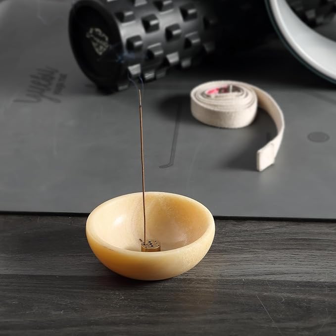 Koville Mexican Natural Onyx Incense Holder, Incense Holders for Sticks, Sturdy Incense Burner Ash Catcher, Ideal for Meditation, Relaxing, Easy to Clean(Mexico Onyx)
