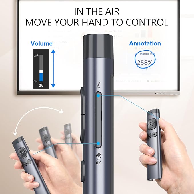 Norwii N97s TV Screen Presentation Clicker for powerpoint presentations, powerpoint clicker, Presentation Remote, Bluetooth Wireless Presenter, Digital Pointer for TV Screen Under Win/Mac