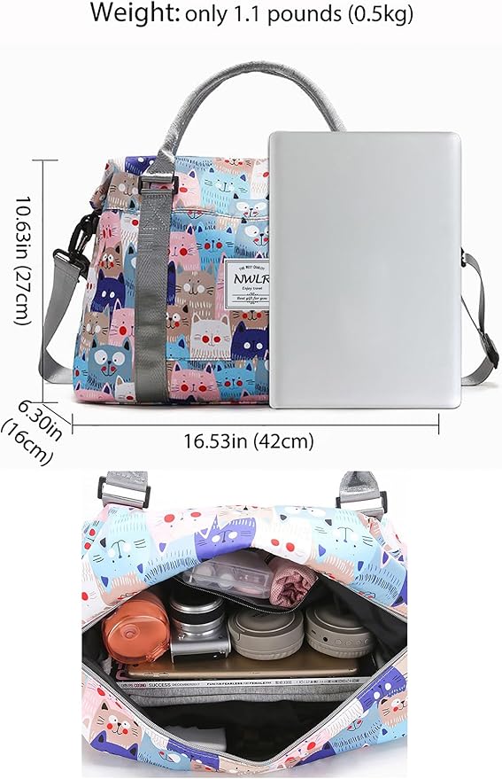 Travel Duffle Bag Weekender Overnight Bag Gym Tote with Dry and Wet Separated Pocket for Women Girls Shoulder Workout Duffel Bag Water Resistant (rainbow unicorn)