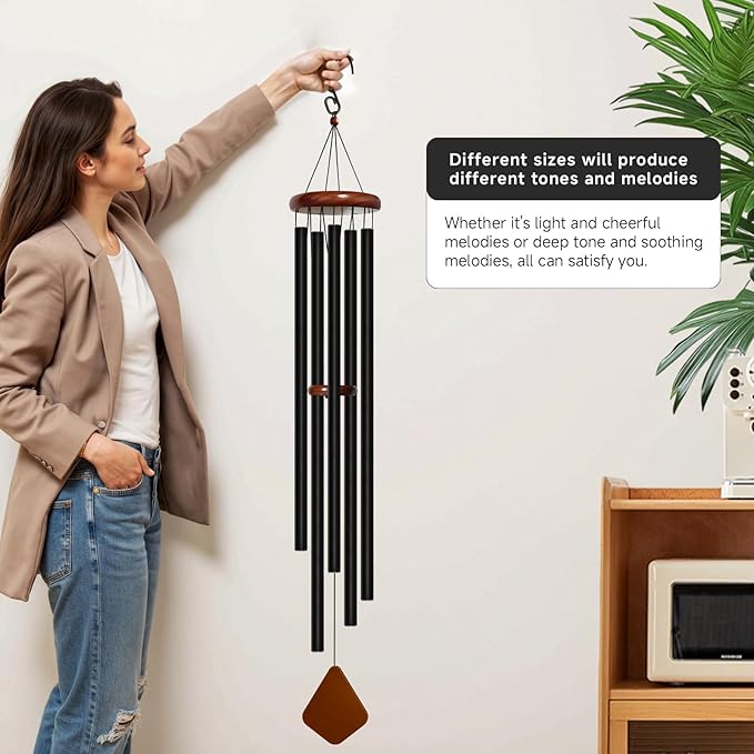 60'' Wind Chimes for Outside Deep Tone, Large Wind Chime, 5 Heavy Duty Tubes Metal Extra Large Wind Chimes Outdoor, Decoration for Garden, Patio, Yard, Gifts for Mother's Day(Rhombus)
