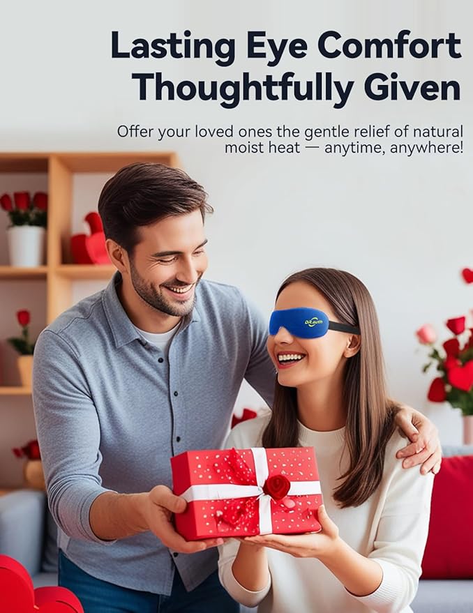 Heated Eye Mask - Microwave Hot/Warm Compress for Dry Eyes, Stye, Chalazion, Blepharitis & MGD Relief, Reusable Moist Heat Therapy Pad, Washable Cover, Ergonomic Fit, Adjustable Strap, Comfort Blue