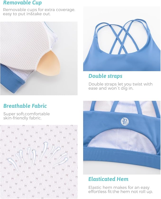 RUNNING GIRL Sports Bras for Women,Padded Sports Bra Tank Top Sexy Crisscross Back High Impact Longline Workout Yoga Bra