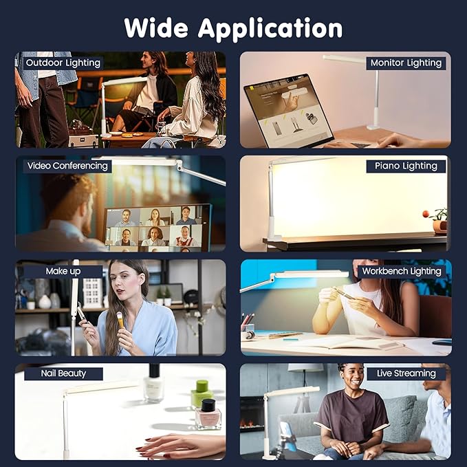 Rechargeable Overhead Video Conference Light for Desk with 3 Models 5 Brightness Levels,Built-in 3600mAh Battery Can be Used for Tiktok,Video Recording,Zoom Meeting,YouTube and Live Broadcast