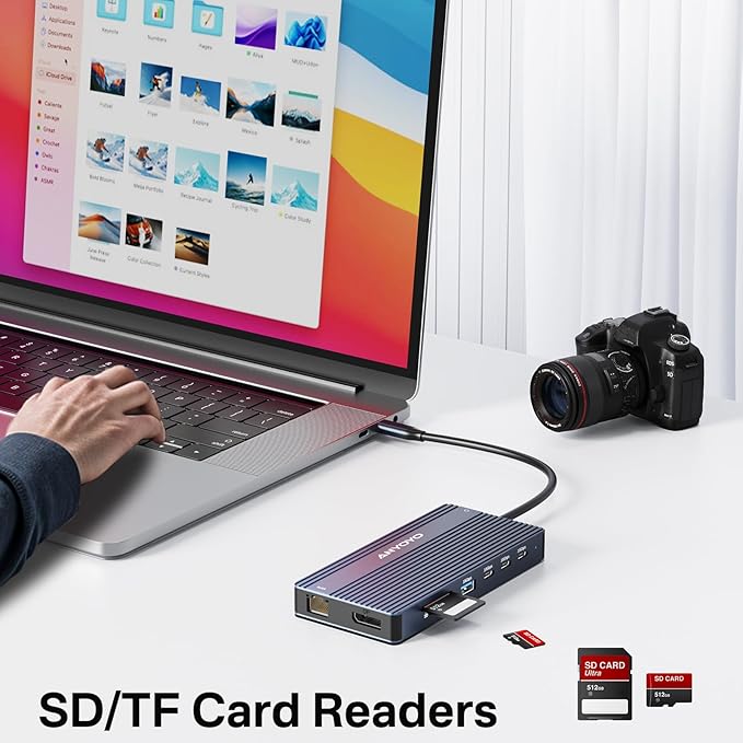 USB C Hub USB C Docking Station Dual Monitor14-IN-1 Triple Display Multiport Adapter with 2*HDMI +DP + 5*USB-A/C 10Gbps Ports+Ethernet +SD/TF Laptop Docking Station for HP/Dell/Lenovo/Thinkpad (Gray)