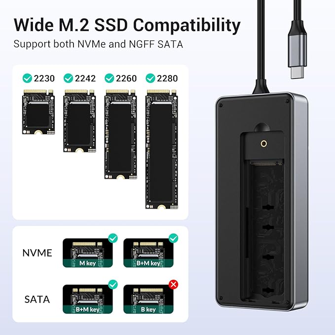 GiGimundo GM28P M.2 NVMe SSD Docking Station - 10Gbps Multi Ports Portable USB-C Hub, PD100W, HDMI 4K 60Hz, SD Card Reader, M.2 Dock for Laptop Mac, Black