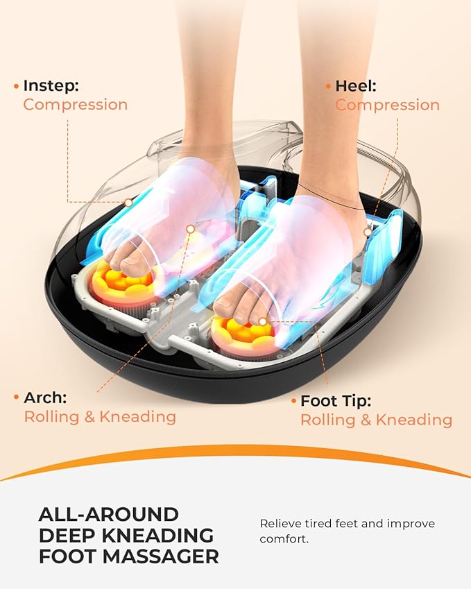 Upgraded Foot Massager with Heat, FSA Eligible Shiatsu Feet Massager for Plantar Fasciitis, Foot Warmer with Kneading, Rolling, Compression, Gifts for Women Men Mom Dad