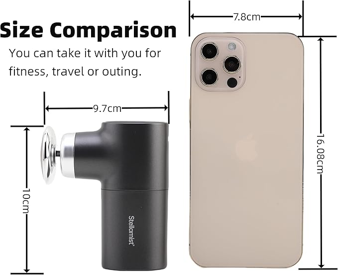 Mini Massage Gun with Heat, Deep Tissue Massage Gun, Portable Percussion Muscle Massager with 4 Massage Heads for Athletes