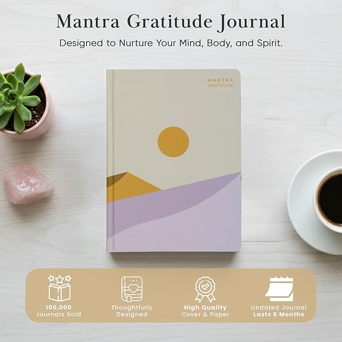 Gratitude Journal For Women & Men - Mental Health, Self Love & Self Care Journal - Evening - 5.8" x 8.3" - Mantra Planner