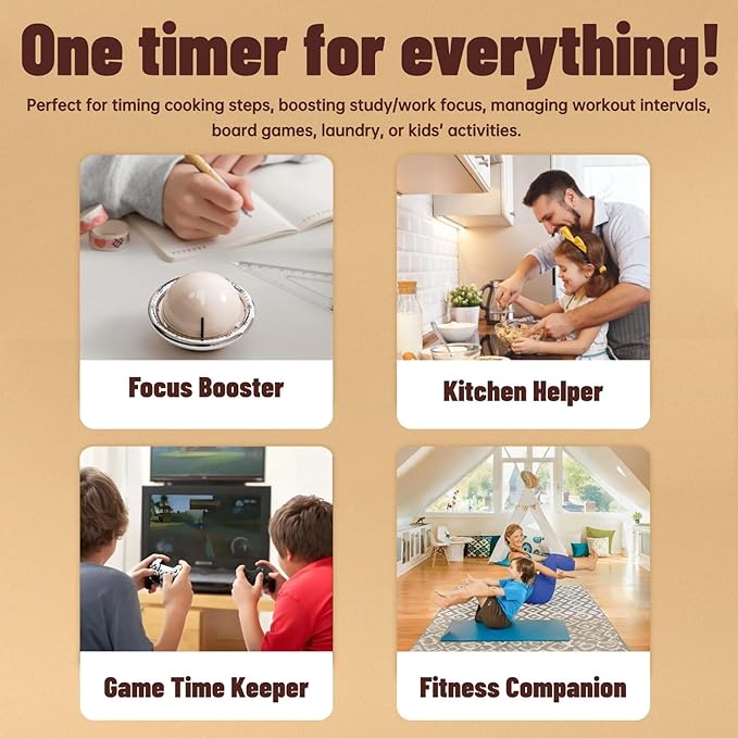 Planet-Shaped Mechanical Timer | No Batteries Needed | 59-Minute Countdown | Magnetic Base | Multi-Purpose Kitchen, Study & Classroom Timer (White)