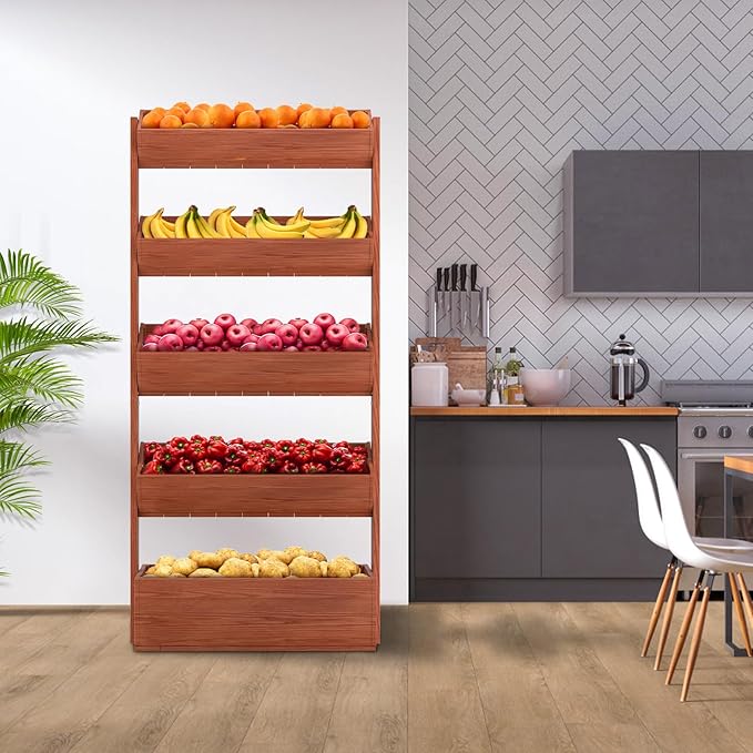 Wooden Vertical Raised Garden Bed, 5 Tier Garden Planters Raised Beds Freestanding Plant Stand Flower Rack Wooden Planter Box for Plants Herbs Flowers Vegetables Outdoor Indoor Gardening