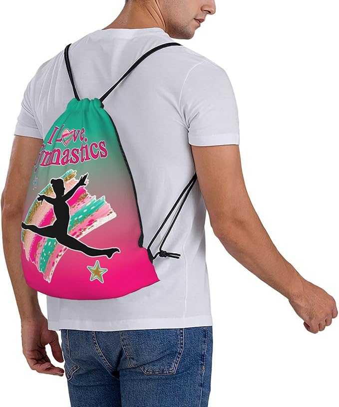 Gymnastics Drawstring Bags For Women Gymnast Drawstring Backpack Water Resistant String Bag Sports Gym Bag