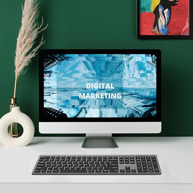 2.4G Wireless Slim Silent Full-Size Keyboard with Numeric Keypad, Calculator Button, USB Receiver, Fn Lock, Ultra-Thin Scissor Switch Design, Computer Keyboard for Laptop PC Windows Mac(Without mouse)