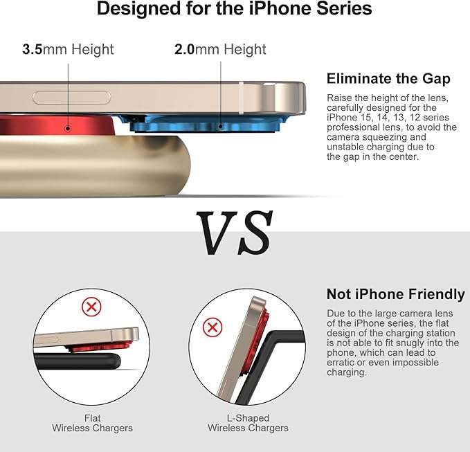 Magnetic Charging Station, 3 in 1 Faster Mag-Safe Wireless Charger Stand, Wireless Charging Pad for Apple Devices, iPhone 17/16/15/14/13/12 Series, iWatch Series, AirPods (Golden)