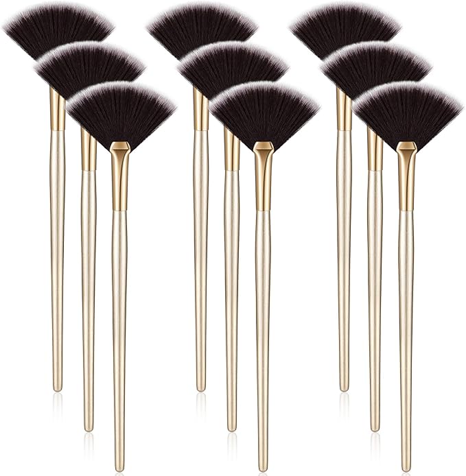 9 Pieces Facial Fan Mask Brushes, Soft Facial Applicator Brushes Tools for Peel Glycolic Makeup for Mud Cream(Brown)
