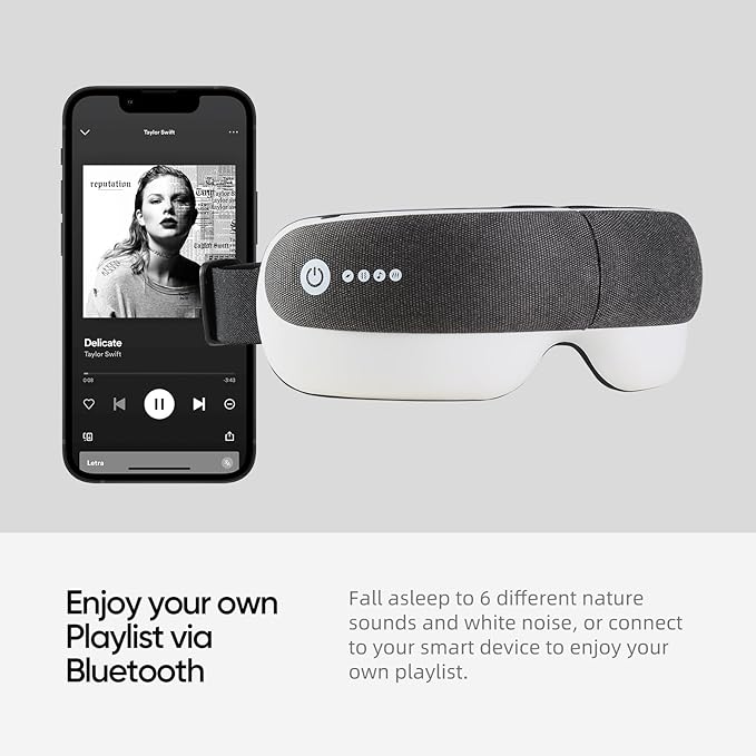 Freed Mind 3 Eye Massager & Bluetooth Heat Sleep mask,Father Gift Sets |with Suede Storage Bag | Migraine Relief,Relaxation,Bedtime Stress Relief | White Noise,3D airbag kneading| Smart Head Massager
