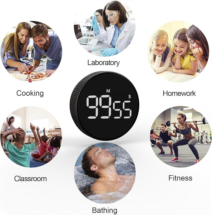 Timers, Kitchen Timer for Kids, Digital Countdown Magnetic Egg Timer for Cooking, Quiet for Children and Teacher for classrooms
