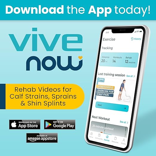 Vive Calf Brace - Adjustable Shin Splint Support - Lower Leg Compression Wrap Increases Circulation, Reduces Muscle Swelling - Calf Sleeve for Men and Women - Pain Relief (Gray)