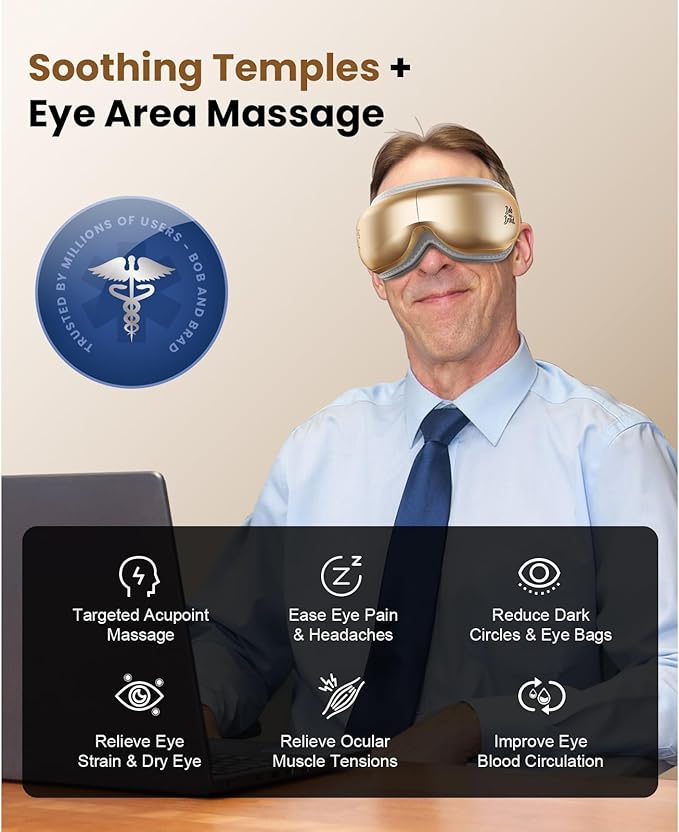 BOB AND BRAD Eye Massager with Heat and Cooling, Birthday Gifts for Women Men Her Him, EyeOasis 3 Eye Mask for Migraines, Heated Face Massager for Dry Eyes Strain Relief Improve Sleep
