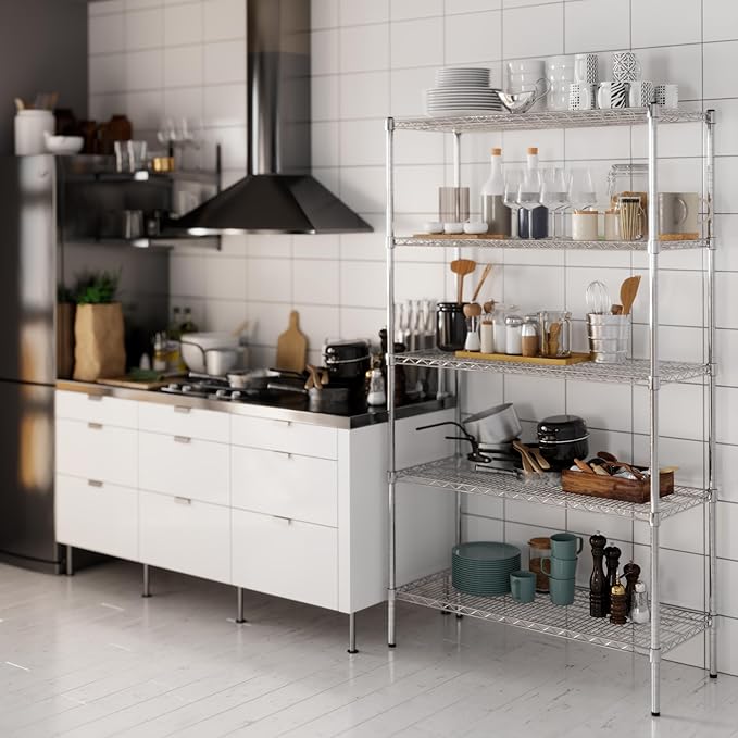 18" Deep x 42" Wide x 74" Height Wire Shelving Kit | 5-Tier | NSF Commercial Storage Rack Unit