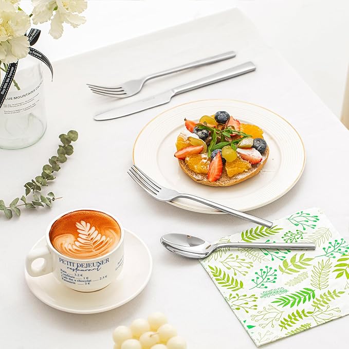 KINGSTONE Dinner Forks Set, 12-Piece Silverware Flatware Cutlery Dessert Forks (8.3-Inch), Forged Food-Grade Stainless Steel, Mirror Finish & Dishwasher Safe, Use for Kitchen, Home, Wedding, Party