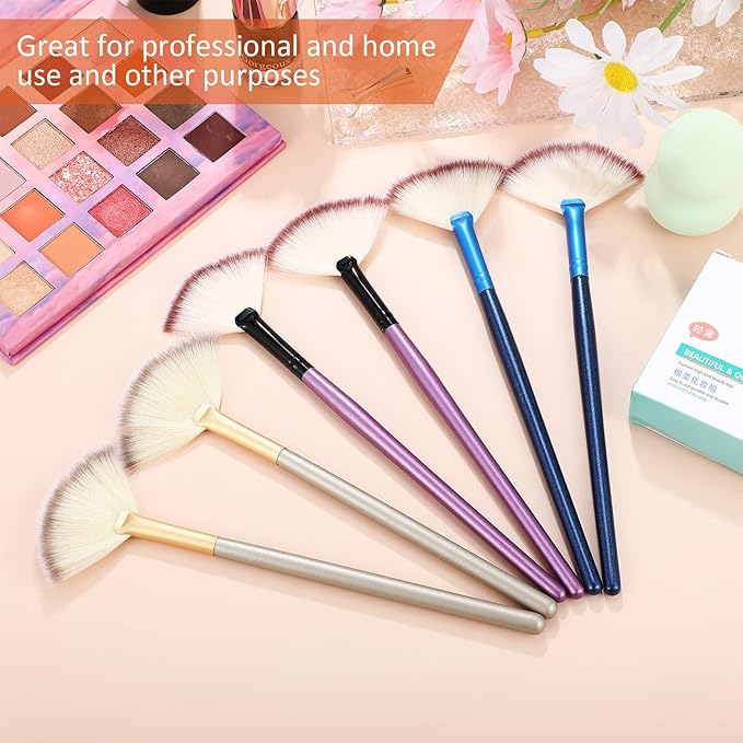 9 Pieces Facial Fan Mask Brushes, Soft Facial Applicator Brushes Tools for Peel Glycolic Makeup for Mud Cream(Blue, Purple, Champagne)