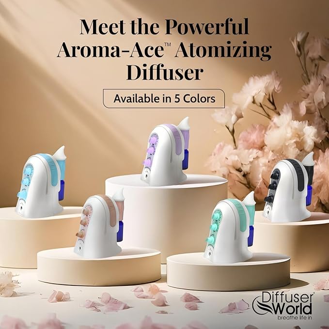 Waterless Diffuser for Essential Oils 12V Aroma-Ace™, Made in USA Black Aroma Atomizer Waterless Essential Oil Diffusers for Home Large Room, Air Aromatherapy Home Scent Diffusers