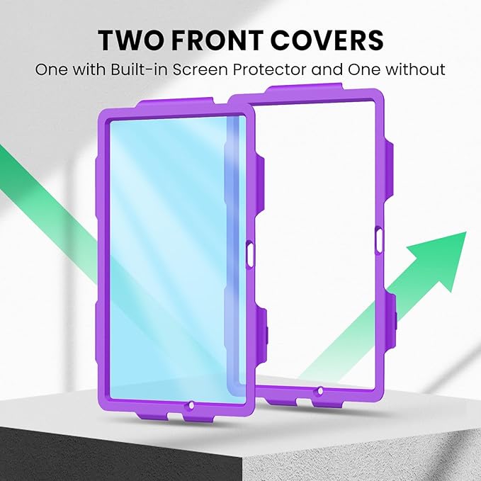 SEYMAC Case for Samsung Galaxy Tab A9+/ A9 Plus 11" (SM-X210/X216/X218), Heavy Duty Shockproof Protective Case with Screen Protector, Rotating Stand, Hand/Shoulder Strap, Purple