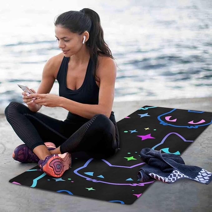 Cute Chubby Frog Yoga Mat, 71 x 26 Inch Non-slip Yoga Mats Folding Travel Exercise Mat Indoor Outdoor Gym Pilates with Storage Bag for Women Men