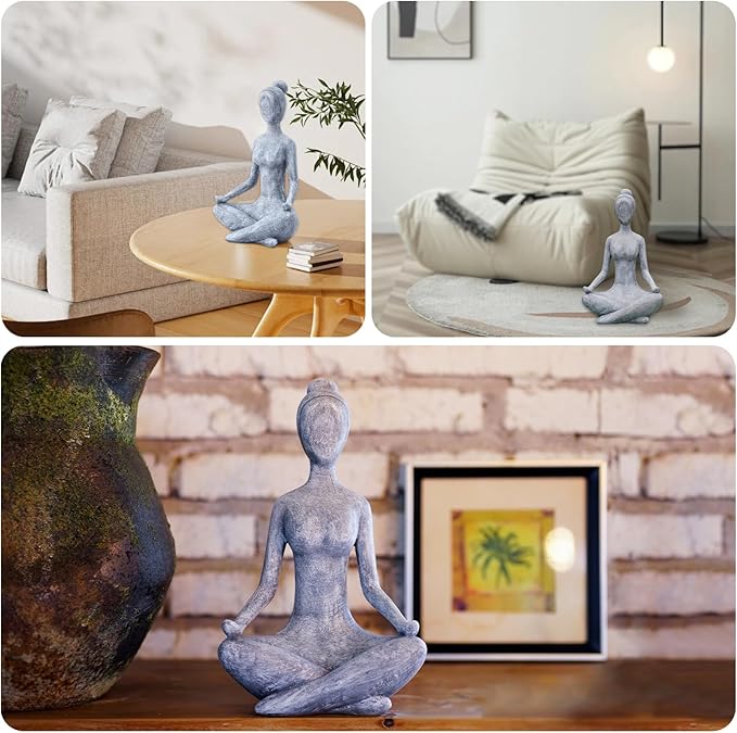 Goodeco Zen Lady Garden Outdoor Statue - Resin Collectible Figurines for Home Decor Accents & Shelf Decoration, Great Gift Ideas, 11.4 Inches (Grey)